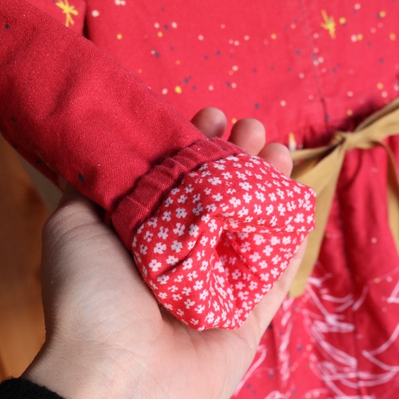 Palava Red 100% Cotton Long Sleeve Festive Holiday Christmas Dress - Picture 3 of 16